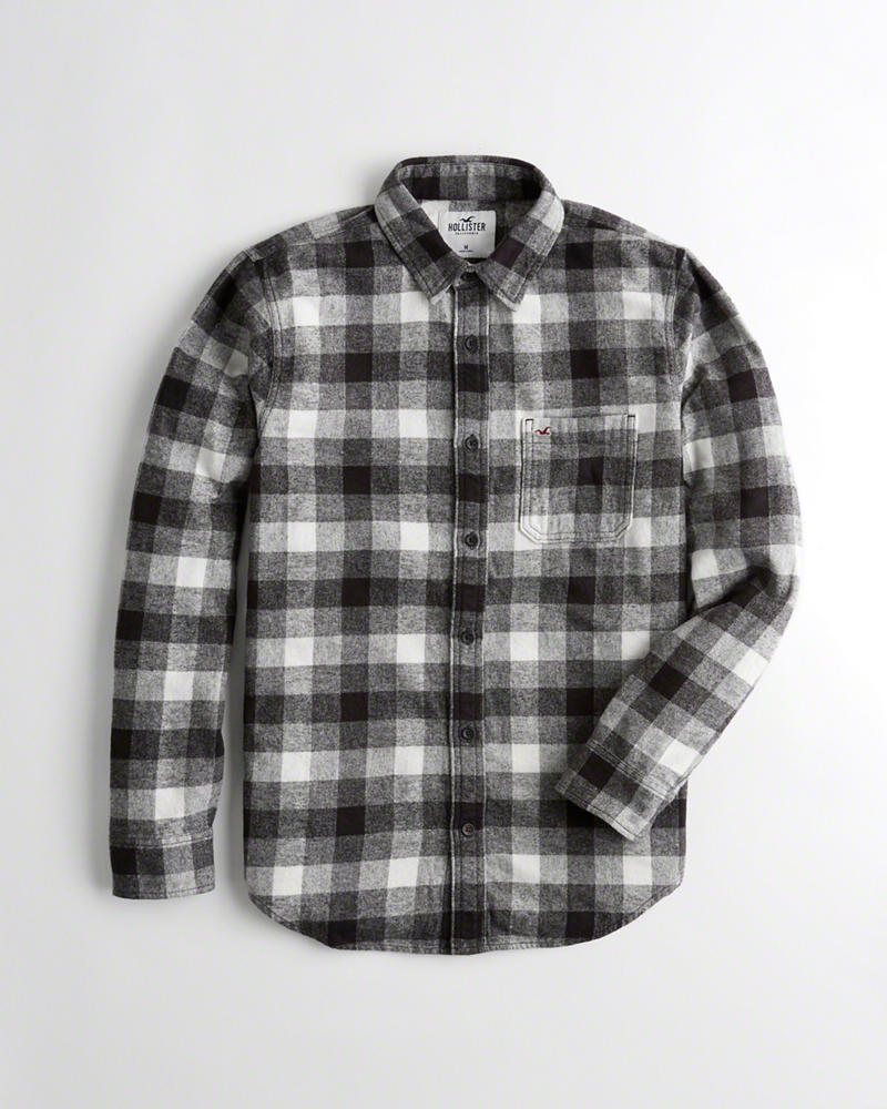 Camicie Hollister Uomo Plaid Flannel Grigie Italia (881XWQLR)